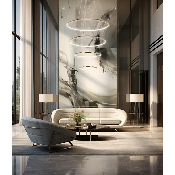 Lampa Wisząca RING SLIM M Złoty/Biały