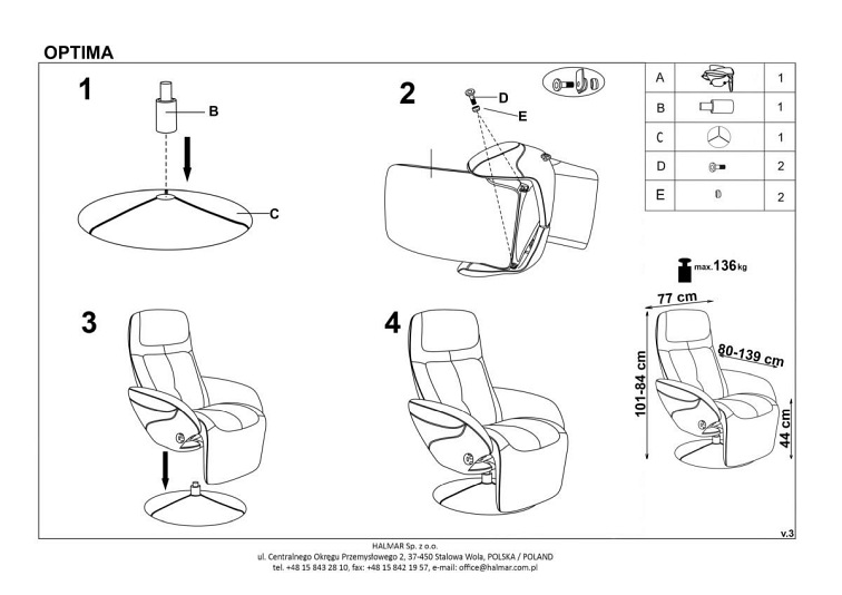 Fotel Recliner OPTIMA Czarny