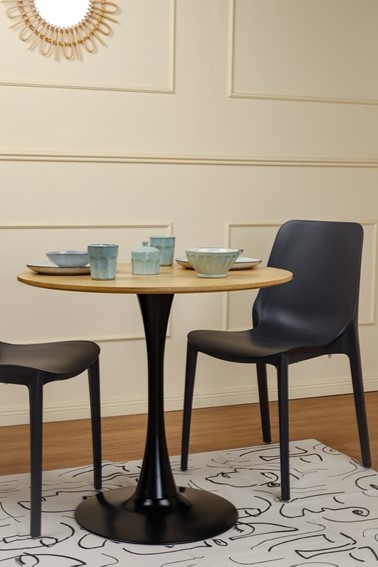 Stół SIMPLET SKINNY Fi80cm Dąb/Czarny