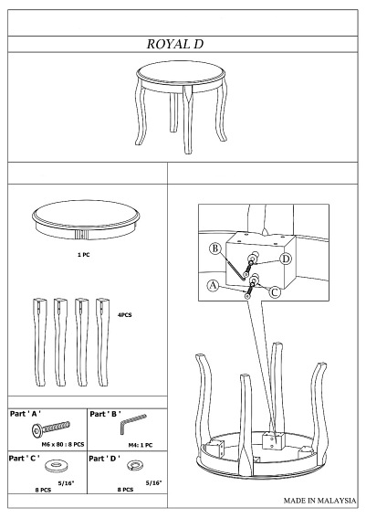 Ława ROYAL D fi60 Ciemny Orzech
