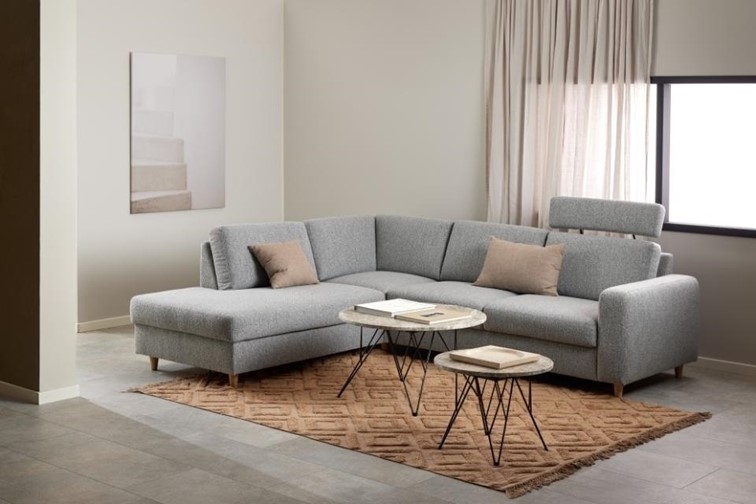 Stolik Kawowy PRUNUS fi55 Czarny/Szary Marmur