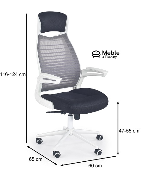 Fotel Obrotowy FRANKLIN Czarno Popielaty Biały