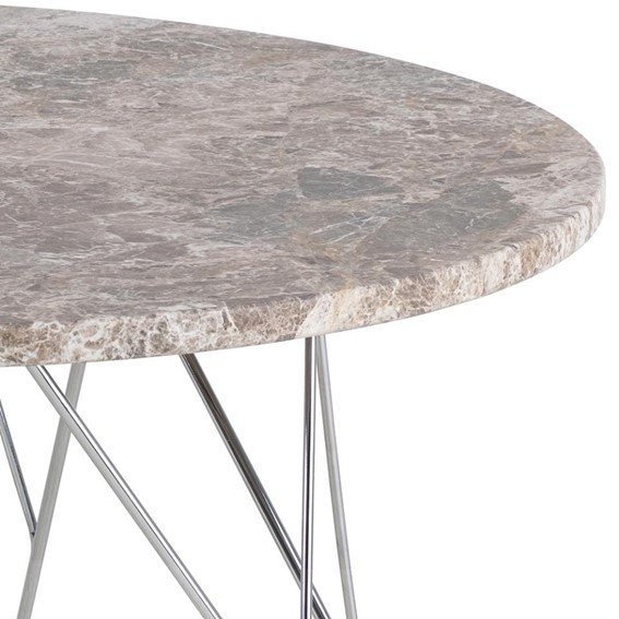 Stolik Kawowy PRUNUS fi80 Chrom/Szary Marmur