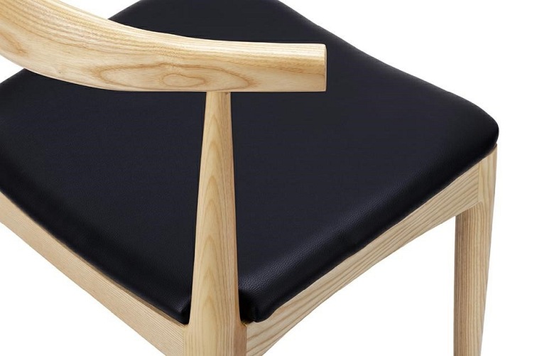 Krzesło ELBOW Naturalne Jesion/Ekoskóra Czarna