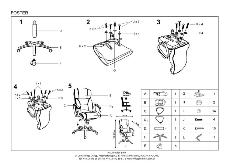 Fotel Gabinetowy FOSTER Jasny Brąz