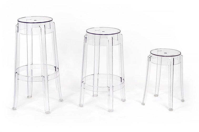 Stołek Charles 46 30x30x46 Transparentny