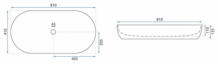 Umywalka Nablatowa AURA 81 Biały