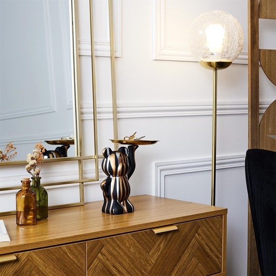 Figurka Deco Bear z Tacą Czarny