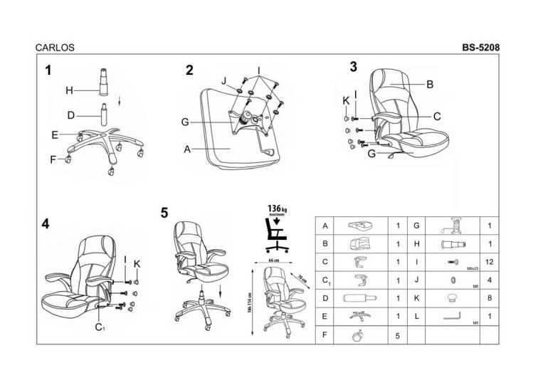 Fotel Obrotowy Gabinetowy CARLOS Czarny