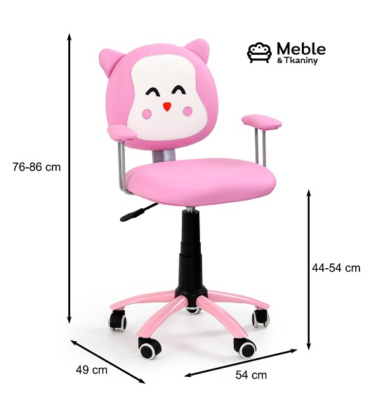 Fotel Obrotowy Młodzieżowy KITTY Różowy