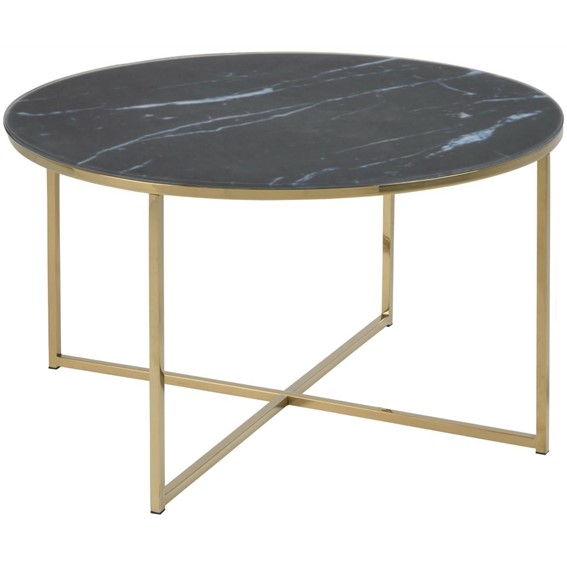 Stolik Kawowy ALISMA Okrągły Gold/Black Marble