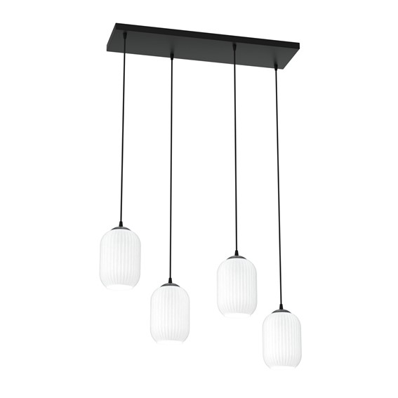 Lampa Wisząca VERDI 4 Czarny/Opal