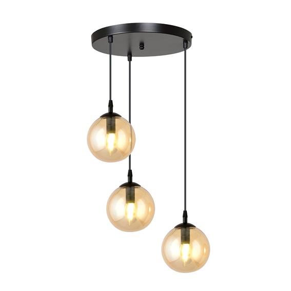 Lampa Wisząca COSMO 3 PREMIUM Czarny/Miodowy