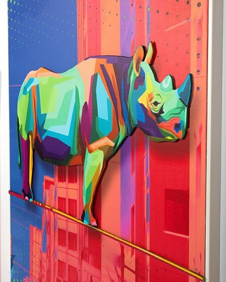 Obraz RHINO IN THE CITY 88x110cm