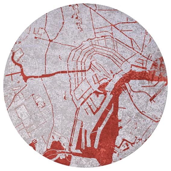 Dywan CITIES Amsterdam Orange Cut Round 9323 240x240 cm