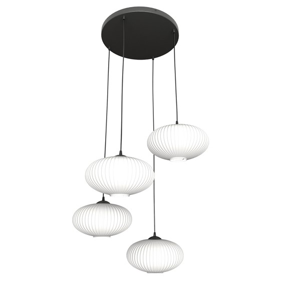 Lampa Wisząca COCO 4 PREMIUM Czarny/Opal