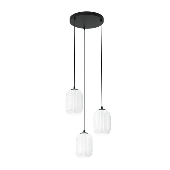 Lampa Wisząca VERDI 3 PREMIUM Czarny/Opal