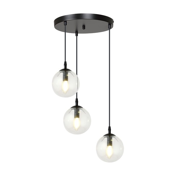 Lampa Wisząca COSMO 3 PREMIUM Czarny/Transparentny