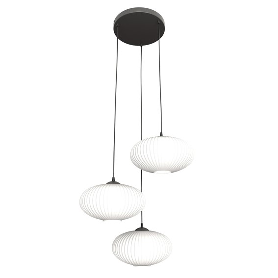 Lampa Wisząca COCO 3 PREMIUM Czarny/Opal