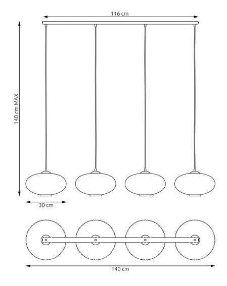 Lampa Wisząca COCO 4 Czarny/Granatowy
