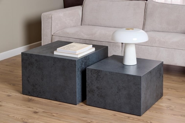 Zestaw 2 Stolików Kawowych DICE Czarny