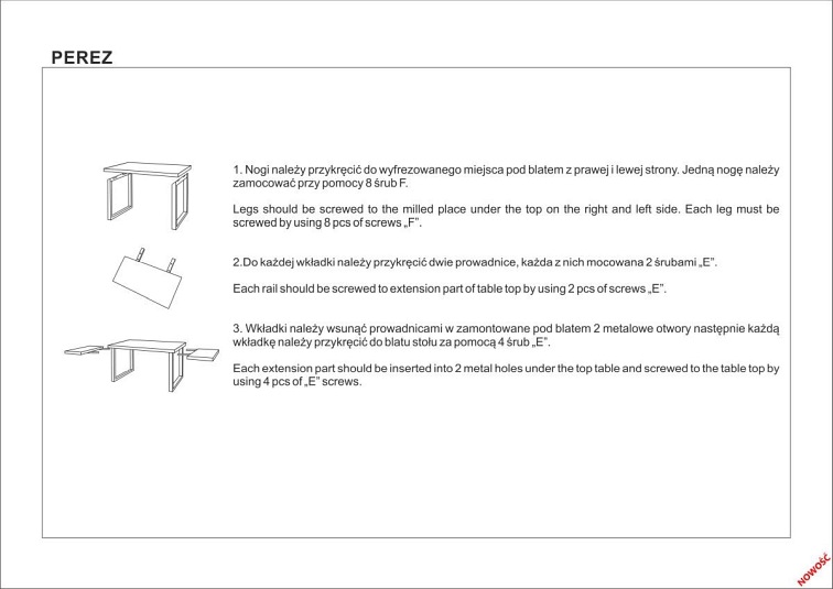 Stół Rozkładany PEREZ (250-160)x90 Lite Drewno/Czarny