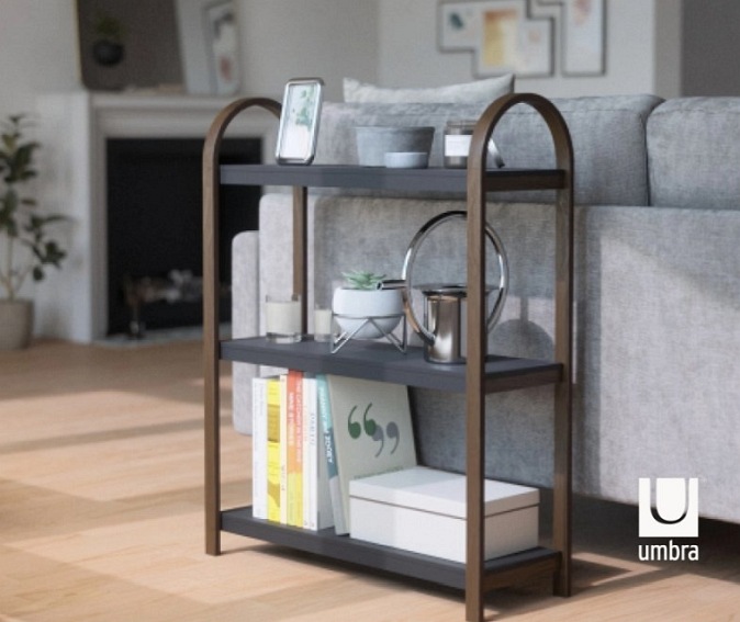 Półka Wolnostojąca BELLWOOD Czarny/Orzech