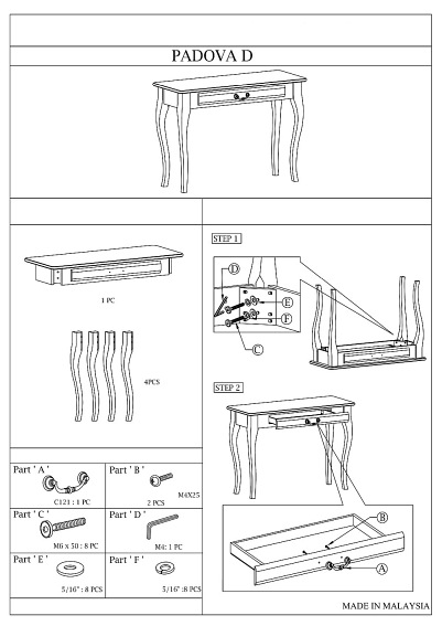 Ława PADOVA D Ciemny Orzech