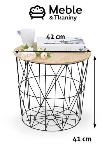 Ława MARIFFA fi42 Czarny/Naturalny