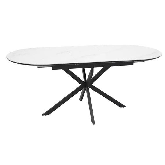Stół Rozkładany GASTON Ceramic 140 (140-180)x75 Biały/Czarny Mat