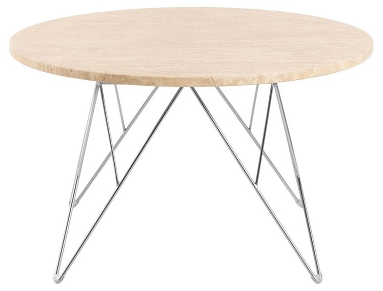 Stolik Kawowy PRUNUS fi80 Chrom/Trawertyn