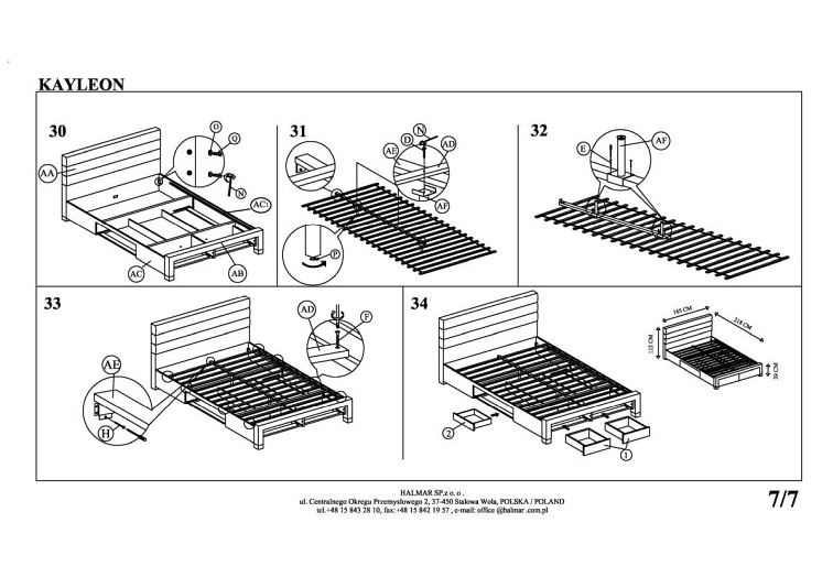 Łóżko z Szufladami Kayleon 165x217 Beżowy