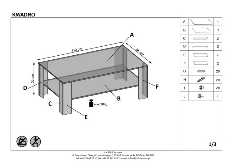 Ława KWADRO Ciemny Orzech