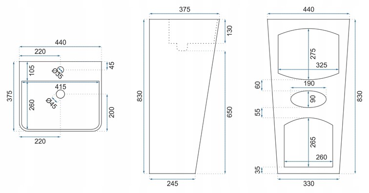 Umywalka Wolnostojąca ARIS Biały