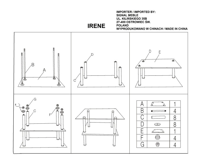 Ława IRENE Chrom/Transparentny