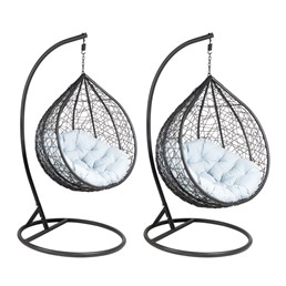 Zestaw 2 Foteli Ogrodowych F-03 L+XL Czarny/Szary