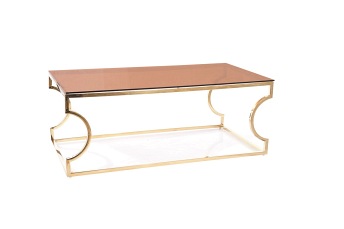 Ława KENZO A 120X6 Szkło Dymione Bursztynowe/Złoty