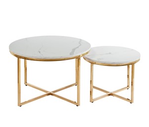 Ława L22-FX fi70 fi50 Biały Marmur/Złoty