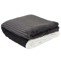 Koc SHERPA Prążkowany 180x220cm Szary