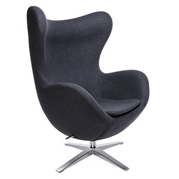 Fotel EGG Szeroki Ciemny Szary