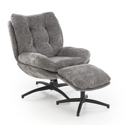 Fotel Wypoczynkowy PESTO z Podnóżkiem/Funkcją Kołyski Popielaty