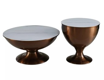 Zestaw Ław SALSA fi75/50 Biały Mat/Miedziany Połysk