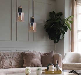 Lampa Wisząca ALTO K-5256 Czarny/Złoty/Bursztynowy