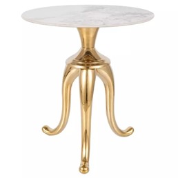 Ława SNAKE fi48 Biały Efekt Marmuru/Złoty