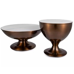 Zestaw Ław SALSA fi75/50 Biały Mat/Miedziany Połysk