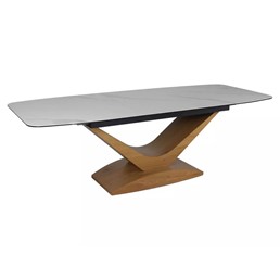 Stół Rozkładany DOLCE Ceramic (180-240)x95 Biały Mat/Dąb
