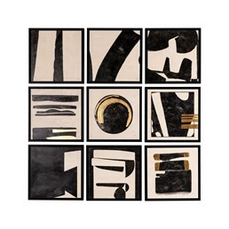 Zestaw 9 Obrazów GABRI 35x35cm Czarny