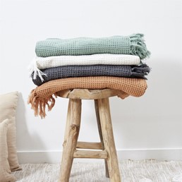 Koc/pled WAFFLE 150x200cm Biały