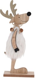 Figurka RENIFER Biały z Drewna Patrzący w Prawo