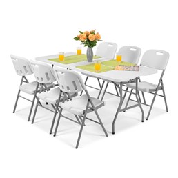 Zestaw Mebli Cateringowych 6-Osobowy Składany Biały